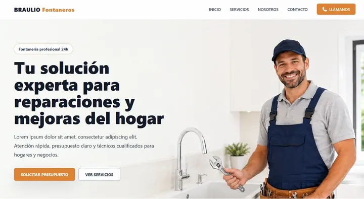 Ejemplo de página web para fontaneros, electricistas y servicios del hogar