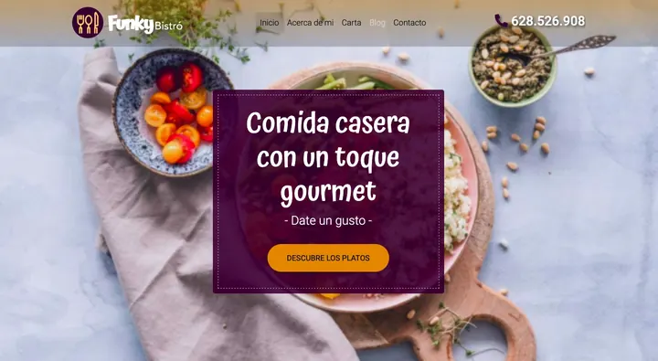 Ejemplo de landing page de productos artesanales y gastronomía