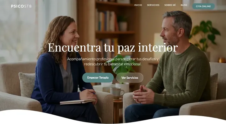 Ejemplo de landing page para consultorio de psicología y salud